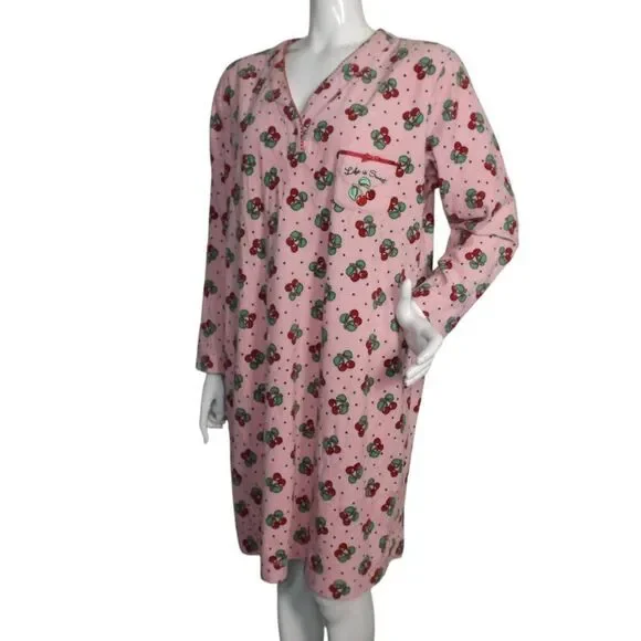 MARY ENGELBREIT Nightgown/Pajama top, XL, Pink, Cherries, Fleece, Life Is Sweet - Picture 4 of 11